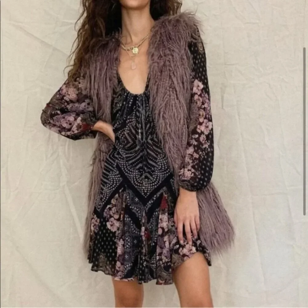 NWOT Free People Starlight Mongolian Shaggy Faux Fur Vest
